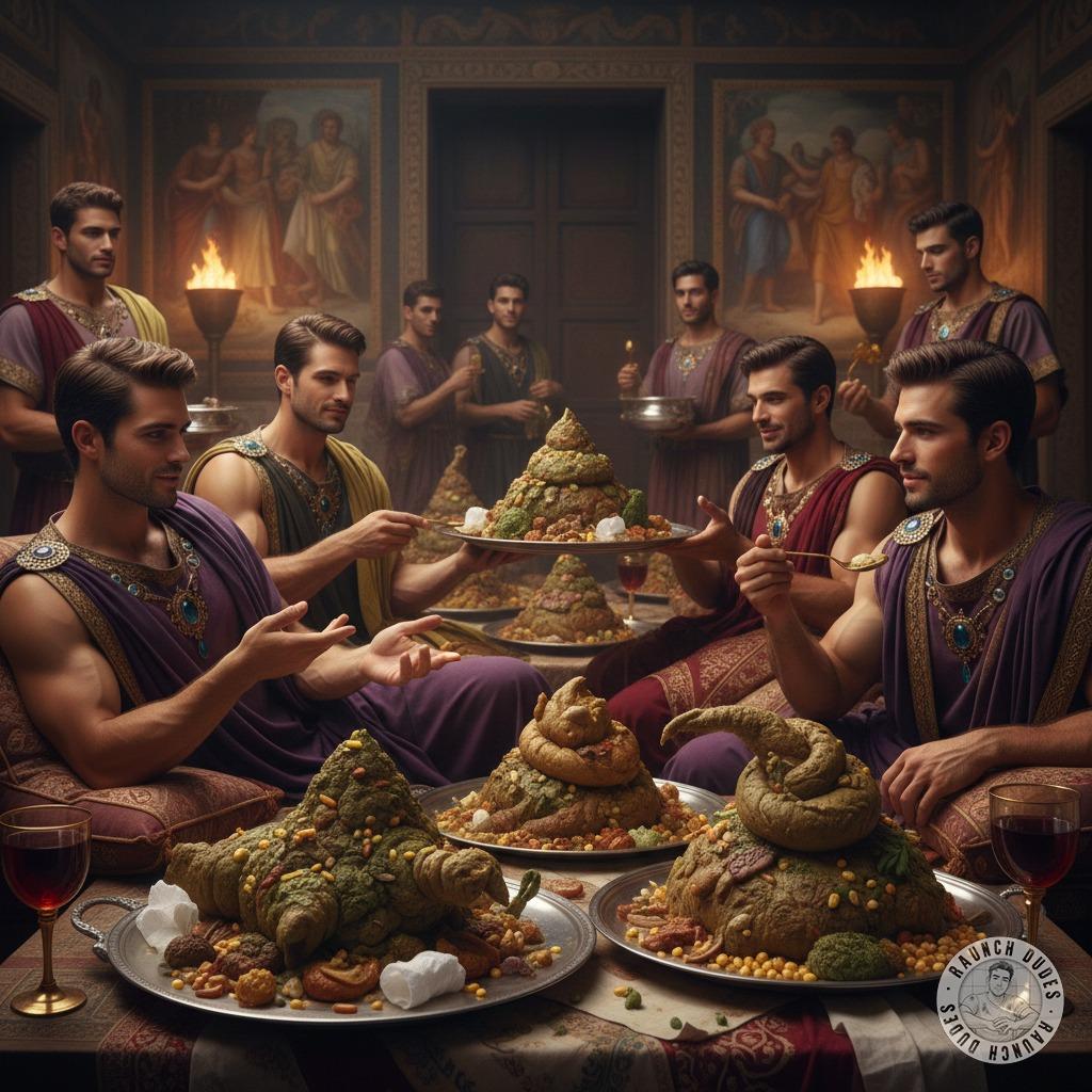 Feasting like Trimalcione, but the main course? A golden throne of shit! 🍽️💩 Imagine the decadence—warm, rich, and utterly...