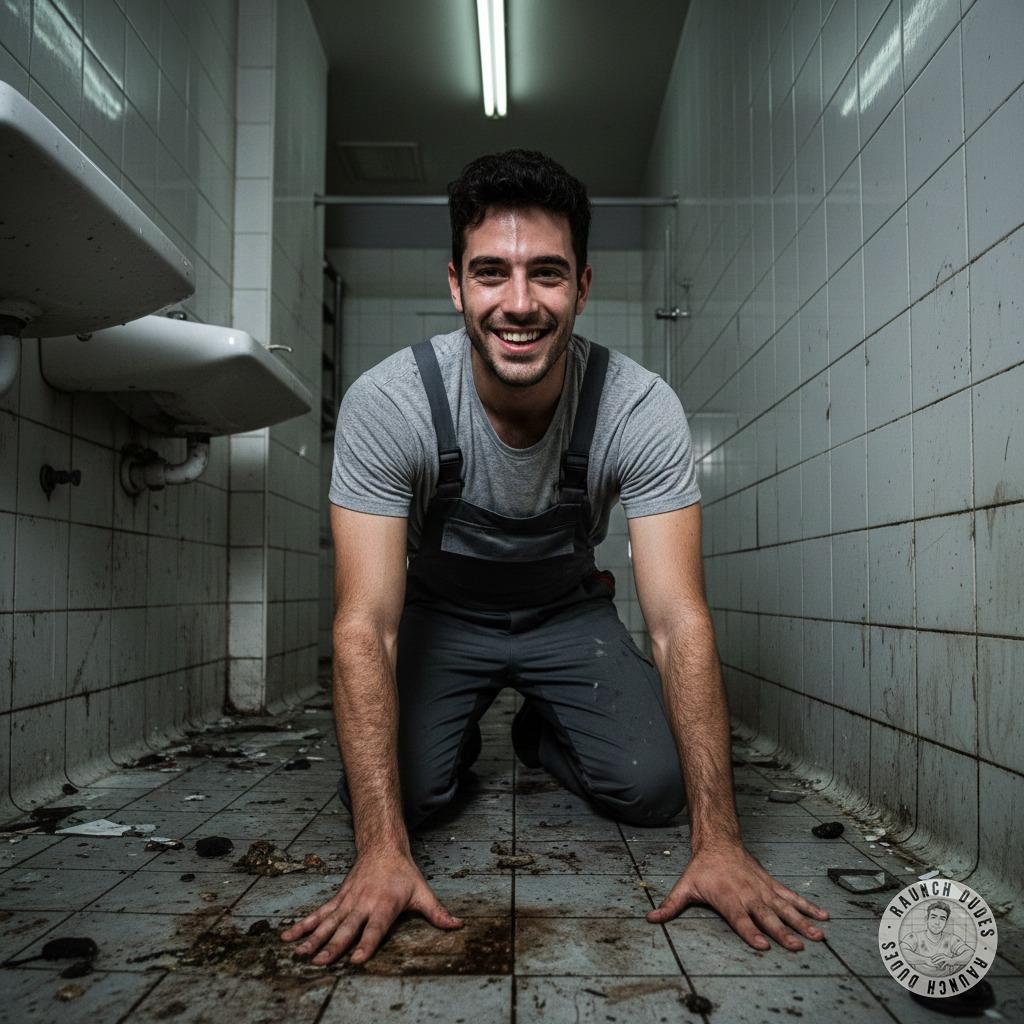 Nothing hotter than a boy on his knees, scrubbing piss and shit off a public bathroom floor. The way he licks his lips...