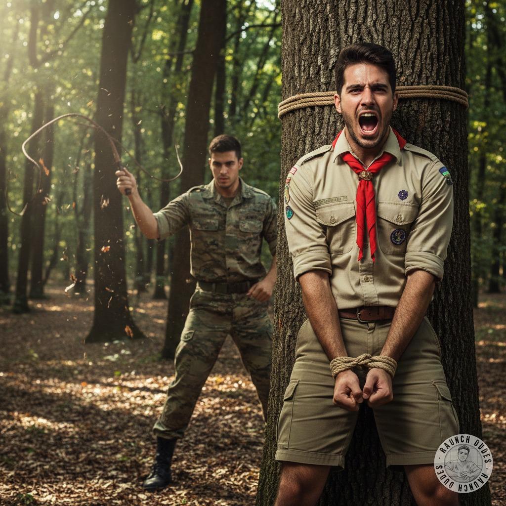 Nothing hotter than a muscular guy dominating a scout with his whip. The power, the control, the raw desire—pure perfection....
