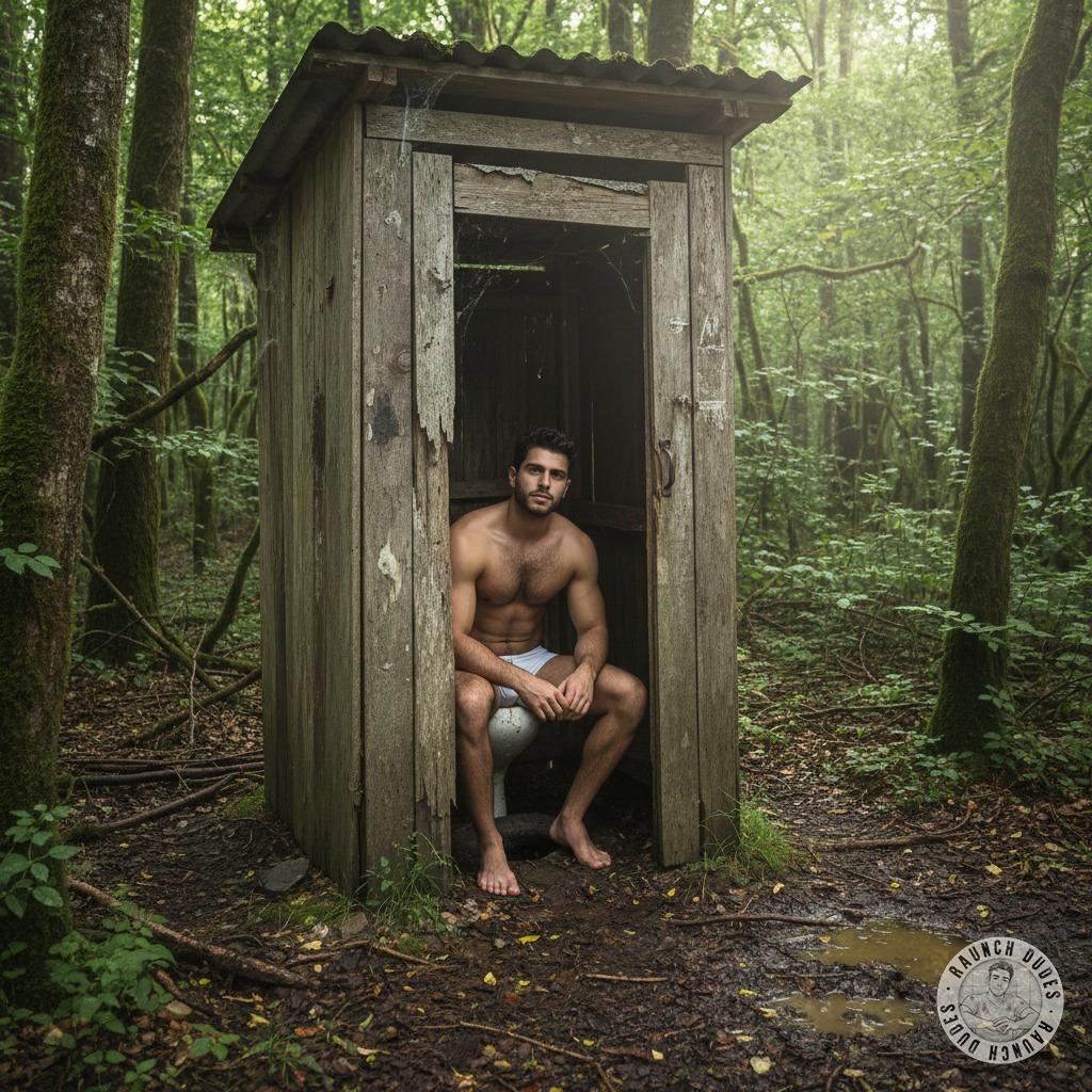 Nothing beats a hot, sweaty muscle boy in his tight briefs, squatting in a rustic forest outhouse. The raw, primal energy of...