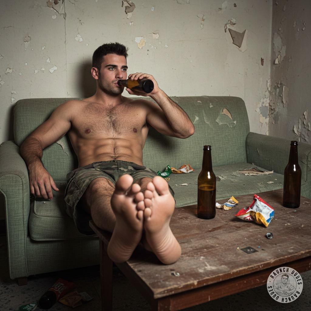 Rough boy, dirty feet, cold beer—nothing hotter than a guy who doesn’t give a fuck. 🍻👣 #feet #hairy