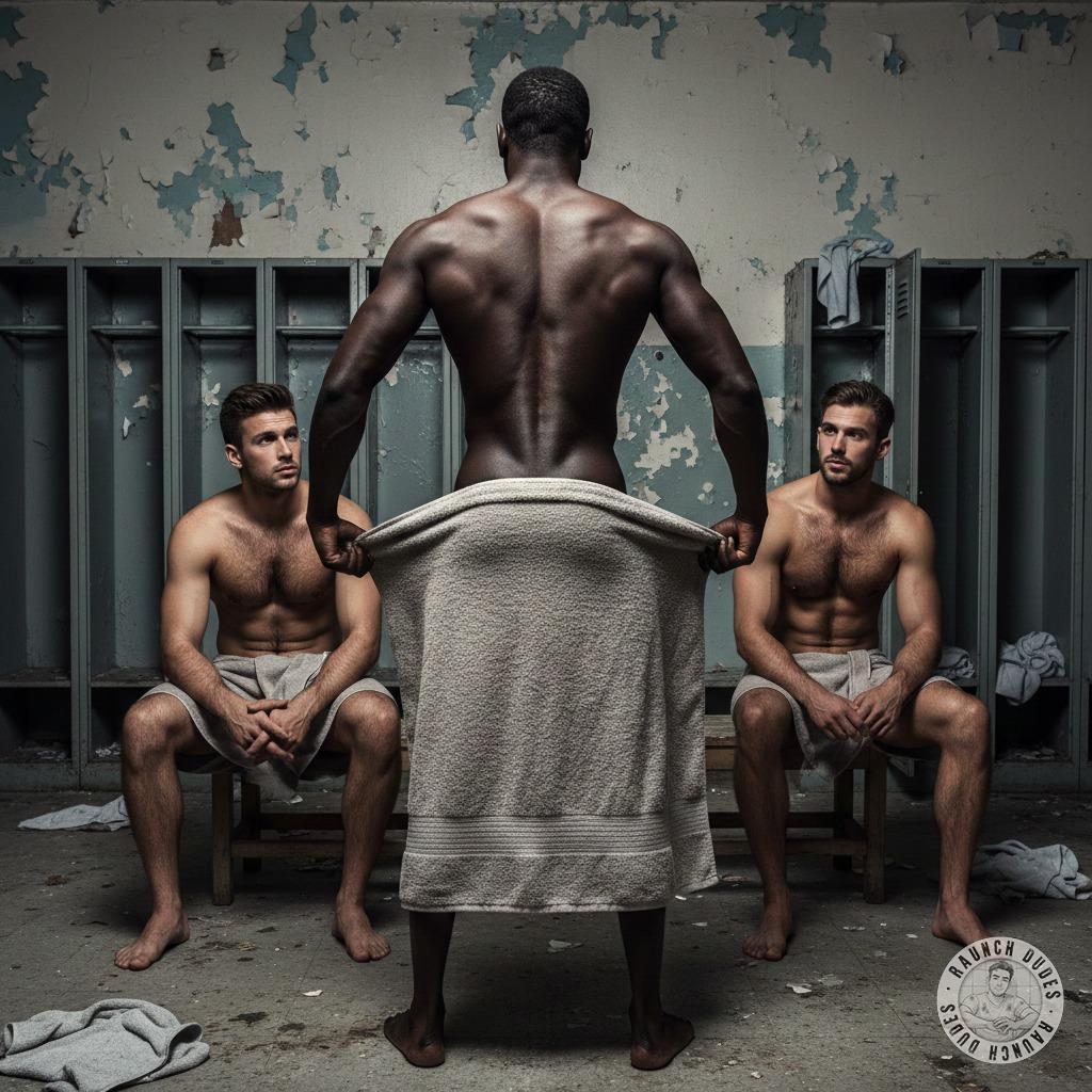 Nothing hotter than a well-endowed black king flexing his massive cock in the locker room while white boys watch in awe 😍🔥...