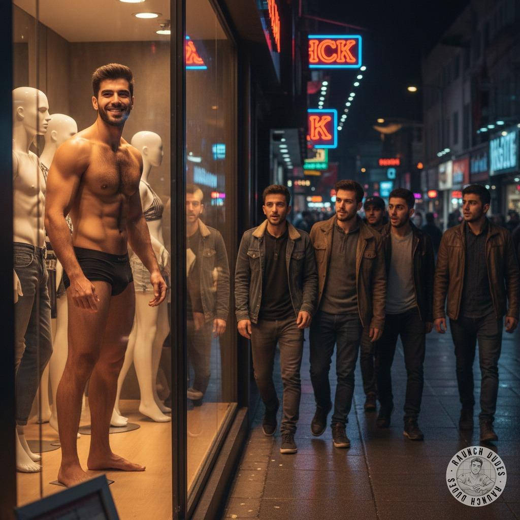 Who wouldn’t love shopping in a store with a hot guy in his underwear on display? 😏🔥 Imagine the thrill of watching him flex...