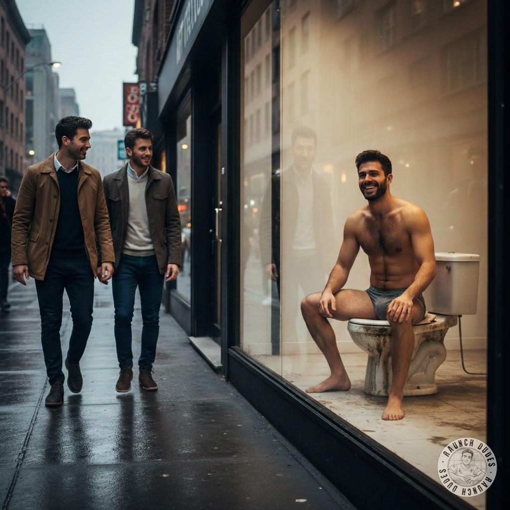 Who wouldn’t love shopping in a store with a hot guy in his underwear on display? 😏🔥 Imagine the thrill of watching him flex...