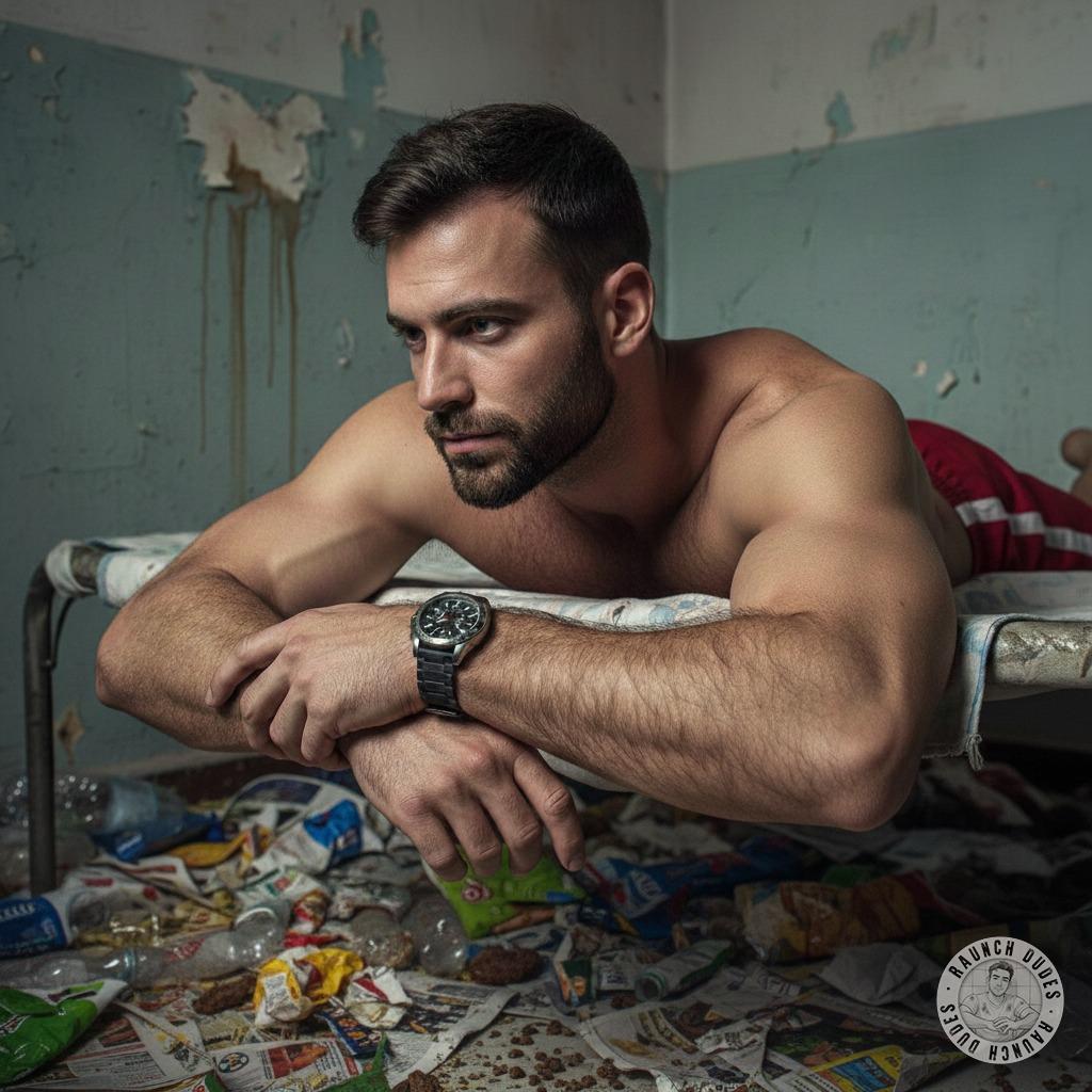 Nothing hotter than a gorgeous guy passed out in filth, his body a masterpiece among the trash. The mess, the scent, the raw...