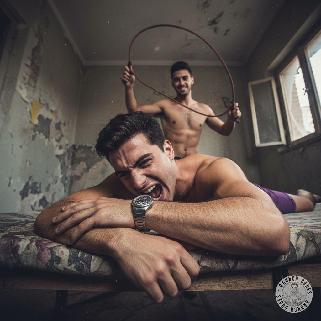 His screams mix with the crack of the whip—raw, unfiltered pleasure in every brutal strike. The pain only makes him beg for...
