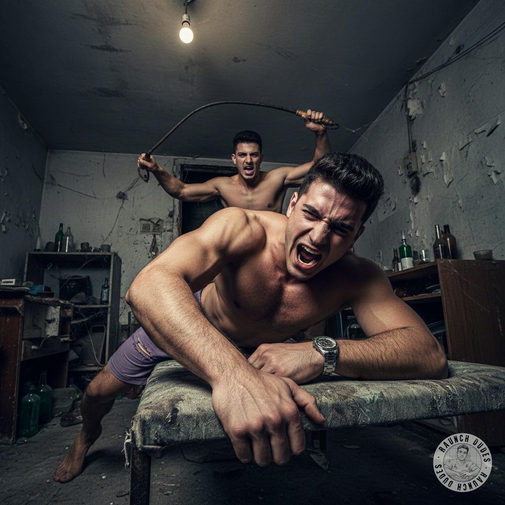 His screams mix with the crack of the whip—every strike leaves him trembling, begging for more. The pain is intoxicating,...