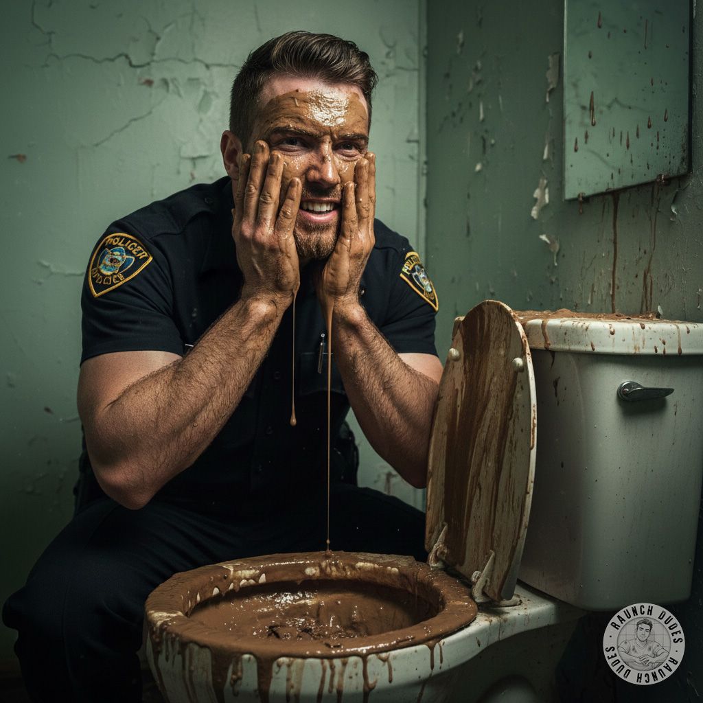 This hot cop just got the filthiest facial of his career Hands deep in thick, warm mess, rubbing it all over his face like...