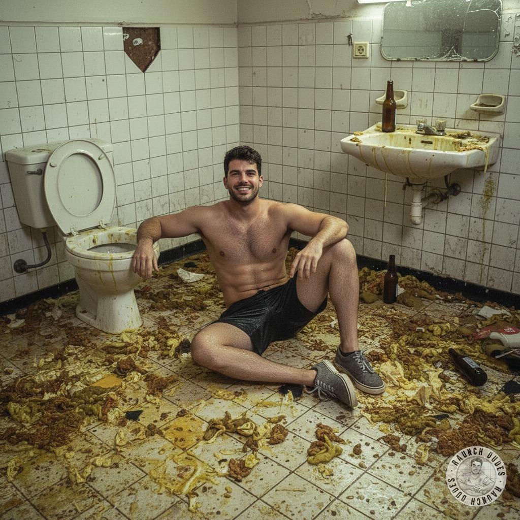 Nothing hotter than a filthy slut squatting in a public bathroom, covered in cum, piss, and shit. The dirtier, the better....