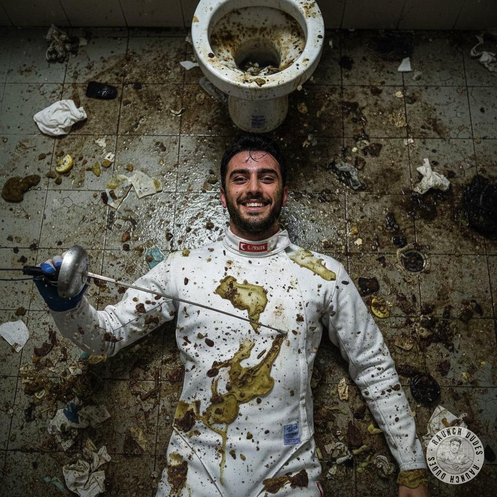 Nothing hotter than a filthy fencer covered in his own mess, panting and desperate. The stench of vomit and shit mixing with...