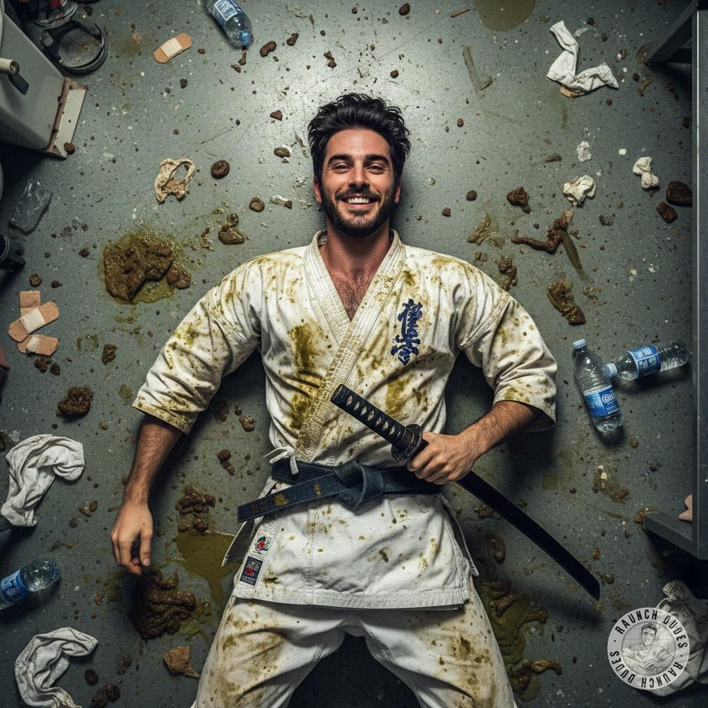 🔥 This depraved karate athlete is sprawled in a mess of vomit and shit—pure filthy perfection. 😈 Who else loves a sweaty,...