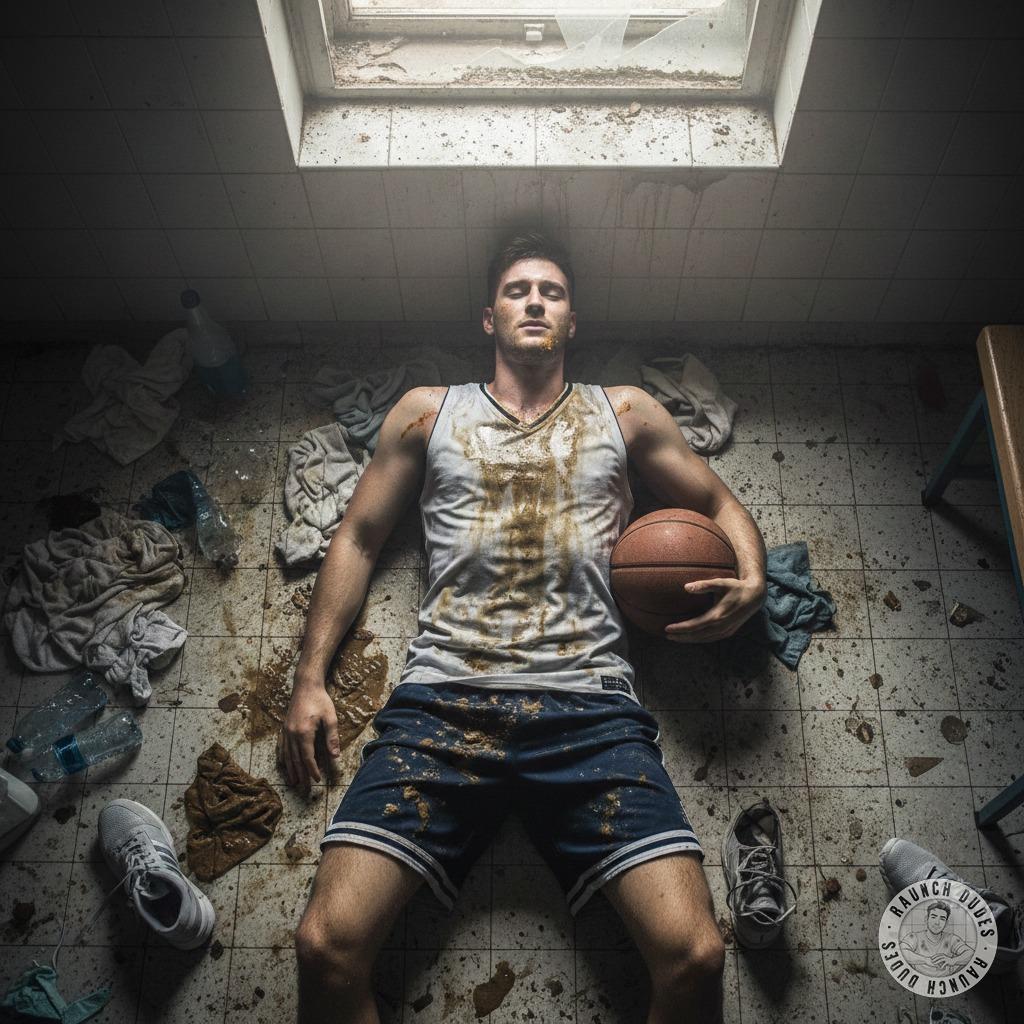 Backcourt beast 🏀💦 sprawled in his own filth—vomit, shit, and sweat dripping off his chiseled body. Pure depravity, and I’m...