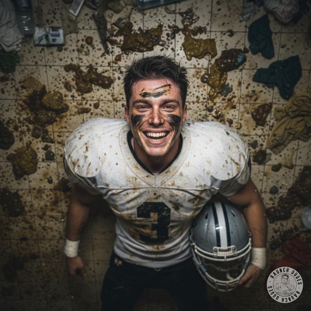 Football star gone wild—covered in vomit & shit, this depraved athlete is living his filthiest fantasy. Who else loves a...