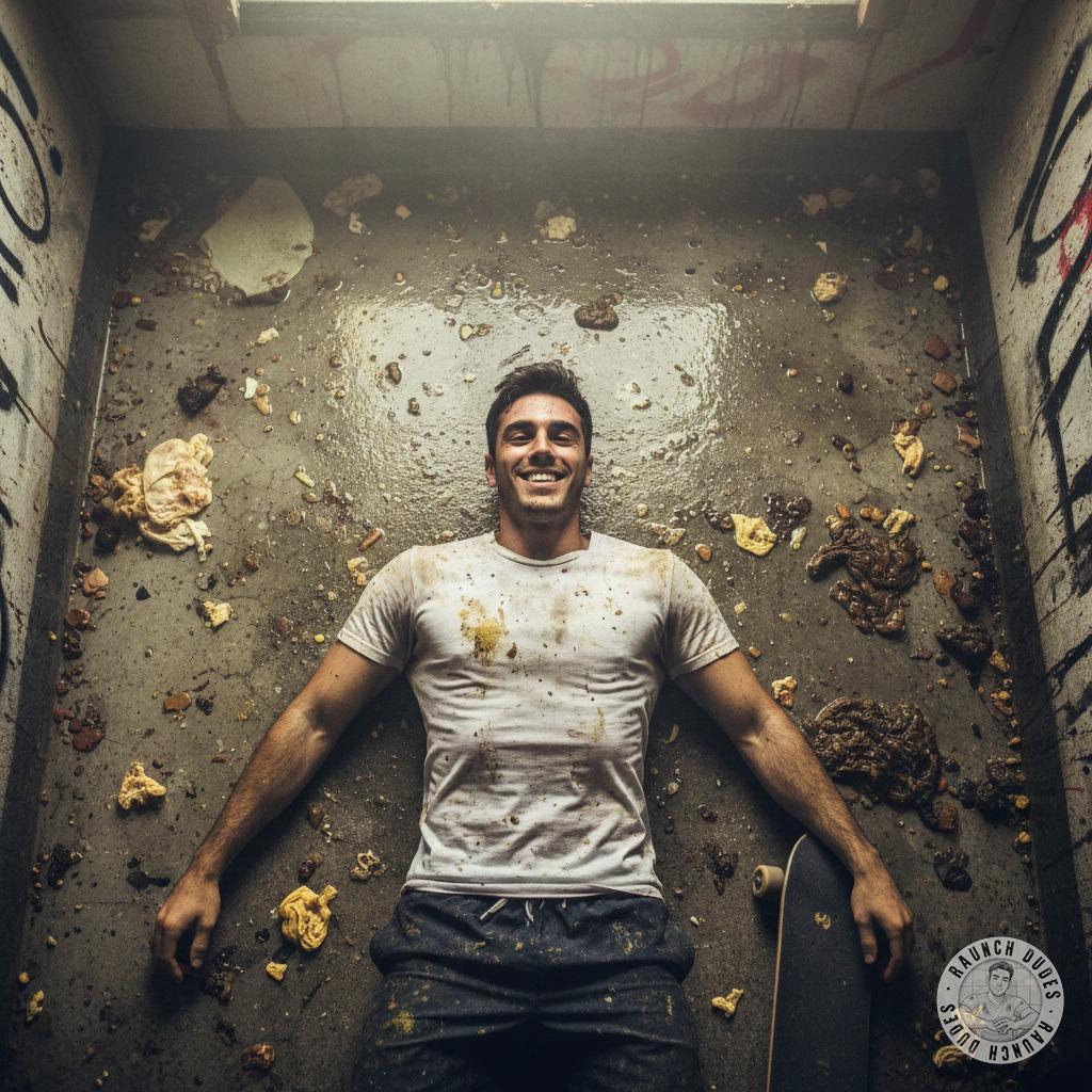 Skater depraved, sprawled in vomit & shit—pure filth, pure bliss. 😈💦 #gayscat #perverts #skaters #humiliation #dirtykitchen...