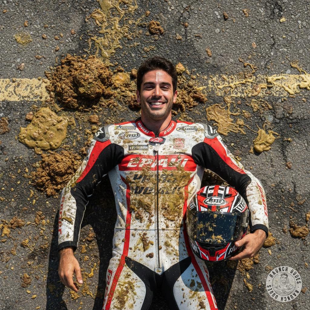 Ride hard, live dirty 🏍️💦 This reckless biker is sprawled in a mess of vomit and shit—pure, unfiltered filth. Who’s ready to...