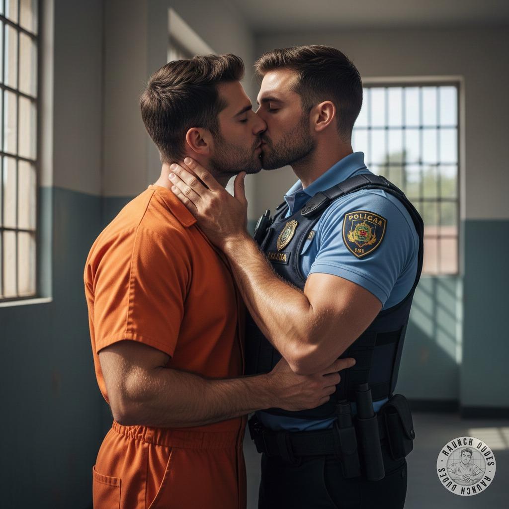 Nothing hotter than a cop losing control—kissing his prisoner like he owns him. 😈🔥 #dirtycops #kiss #dominance