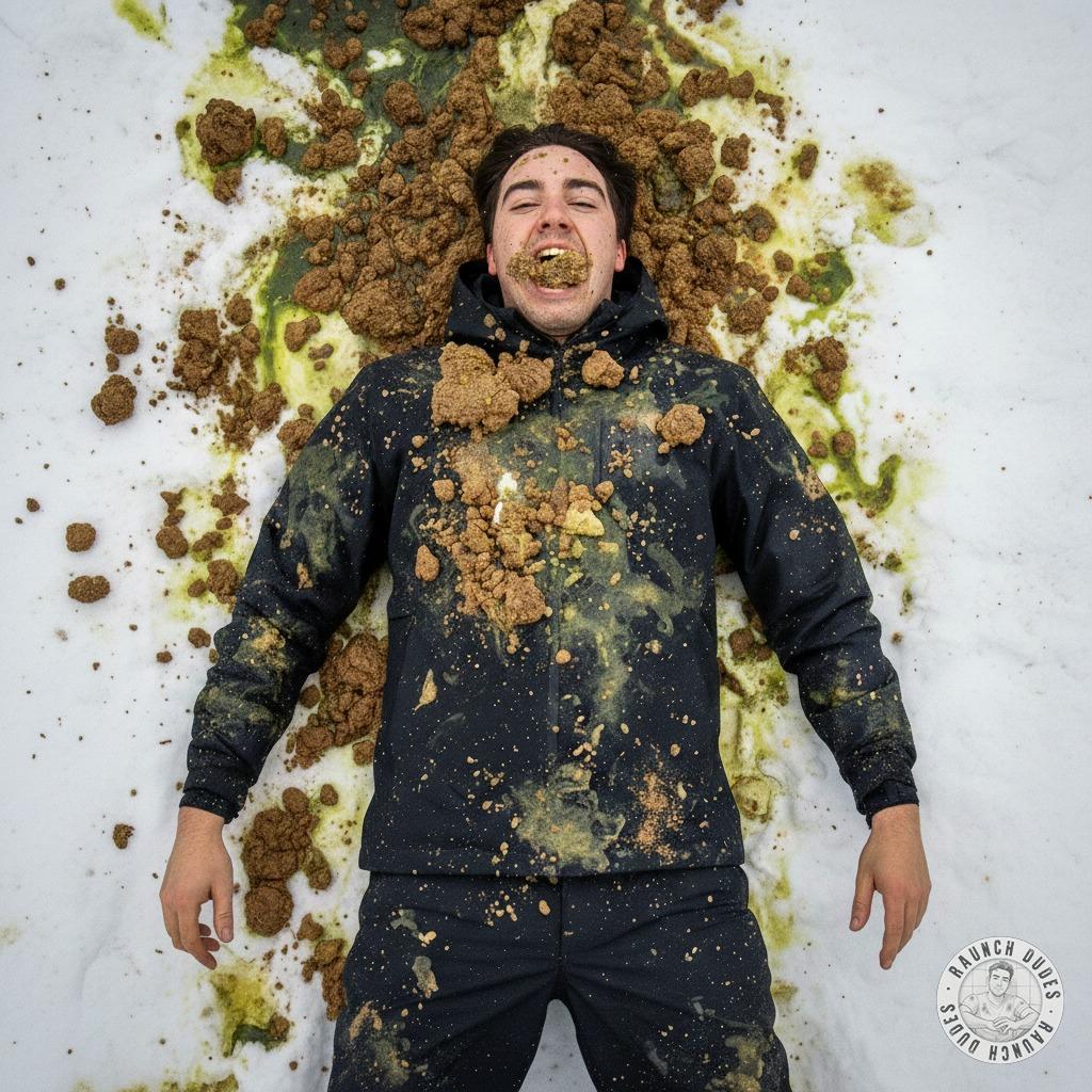 Snow angel? More like a filthy snow devil 😈💦 Stretched out in puke and shit, this skier’s living his dirtiest fantasy. Who’s...