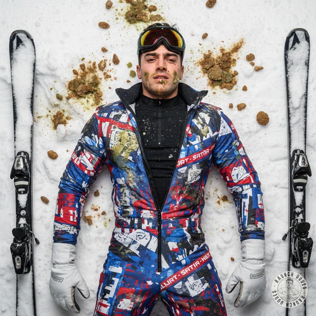 Snow angel or snow devil? This skier’s lost in a mess of puke and shit—pure filthy bliss. 😈💦 #gayscat #dirtyfantasy...