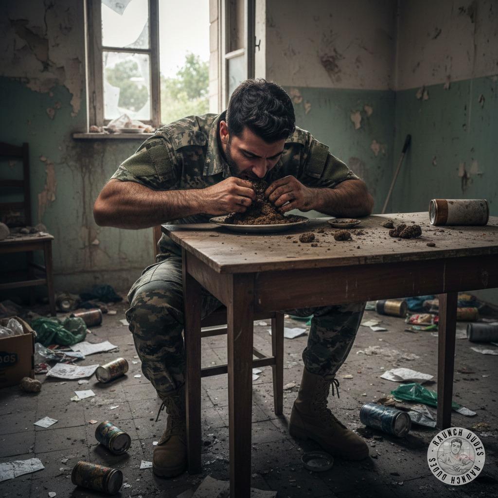 Nothing hotter than a disciplined soldier losing control, licking filth off his plate like it’s dessert. 😈🍽️ #gayscat...