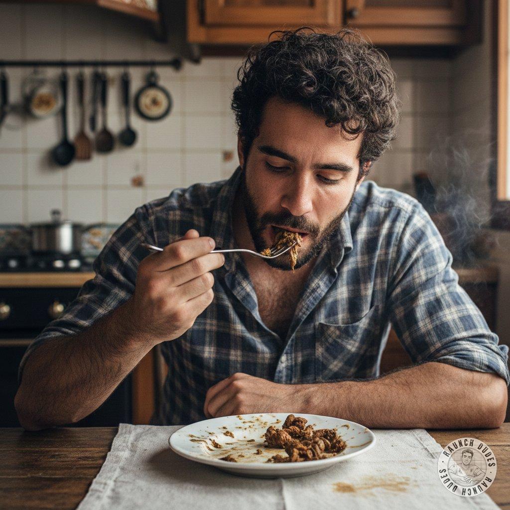 Nothing hotter than a boy devouring his meal with passion—no fork needed! 😈🍽️ #gayscat #dirtykitchen #bear #hairy