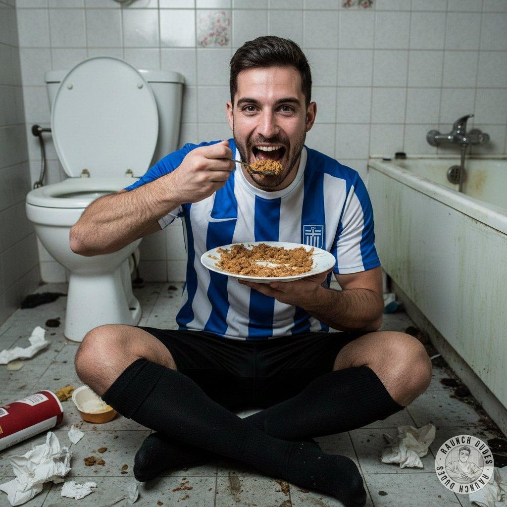 Nothing hotter than a sweaty athlete getting down on his knees to lick a plate of fresh shit in a grimy bathroom. 😏🔥...