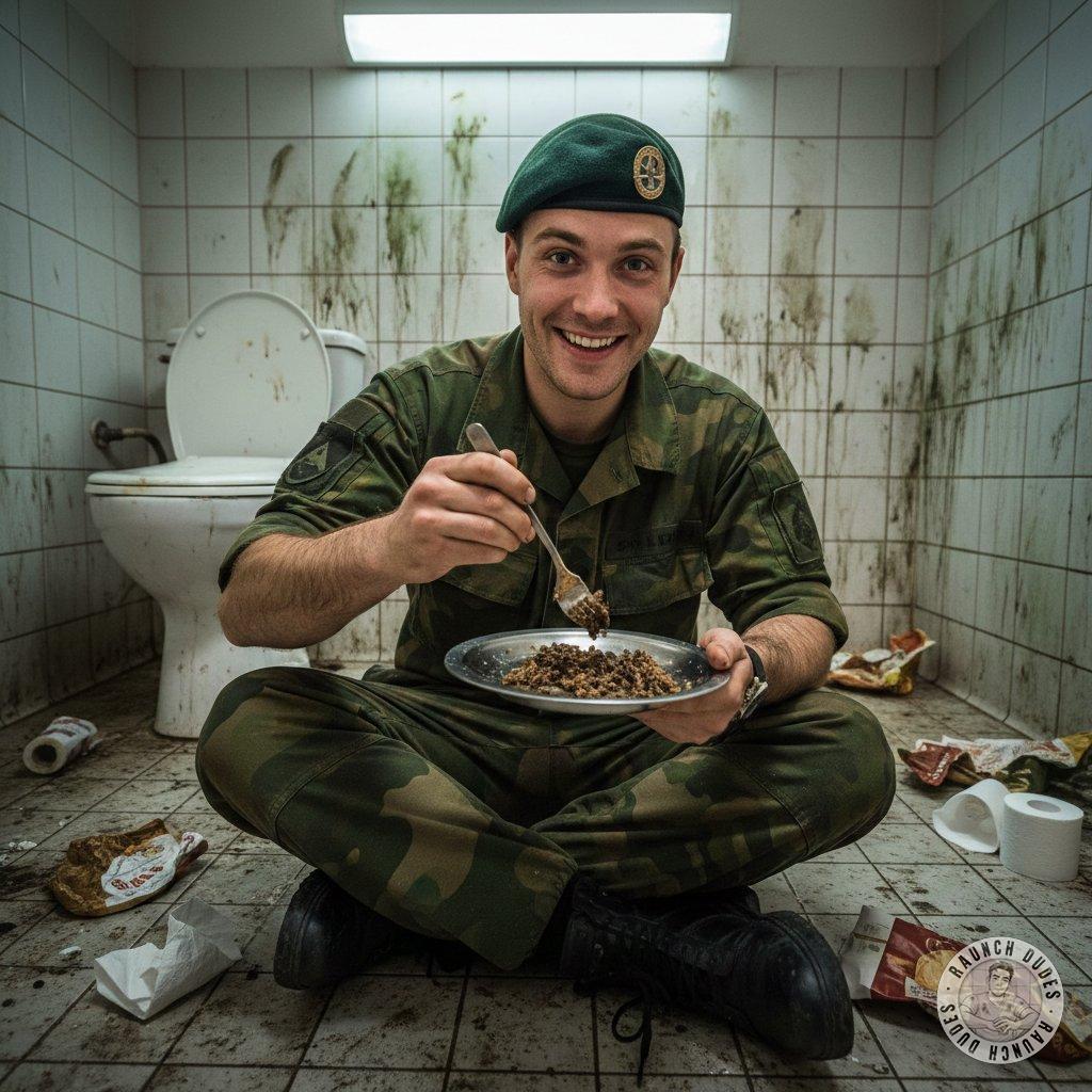 Nothing hotter than a disciplined soldier getting down on his knees in a filthy bathroom, licking up every last drop from...