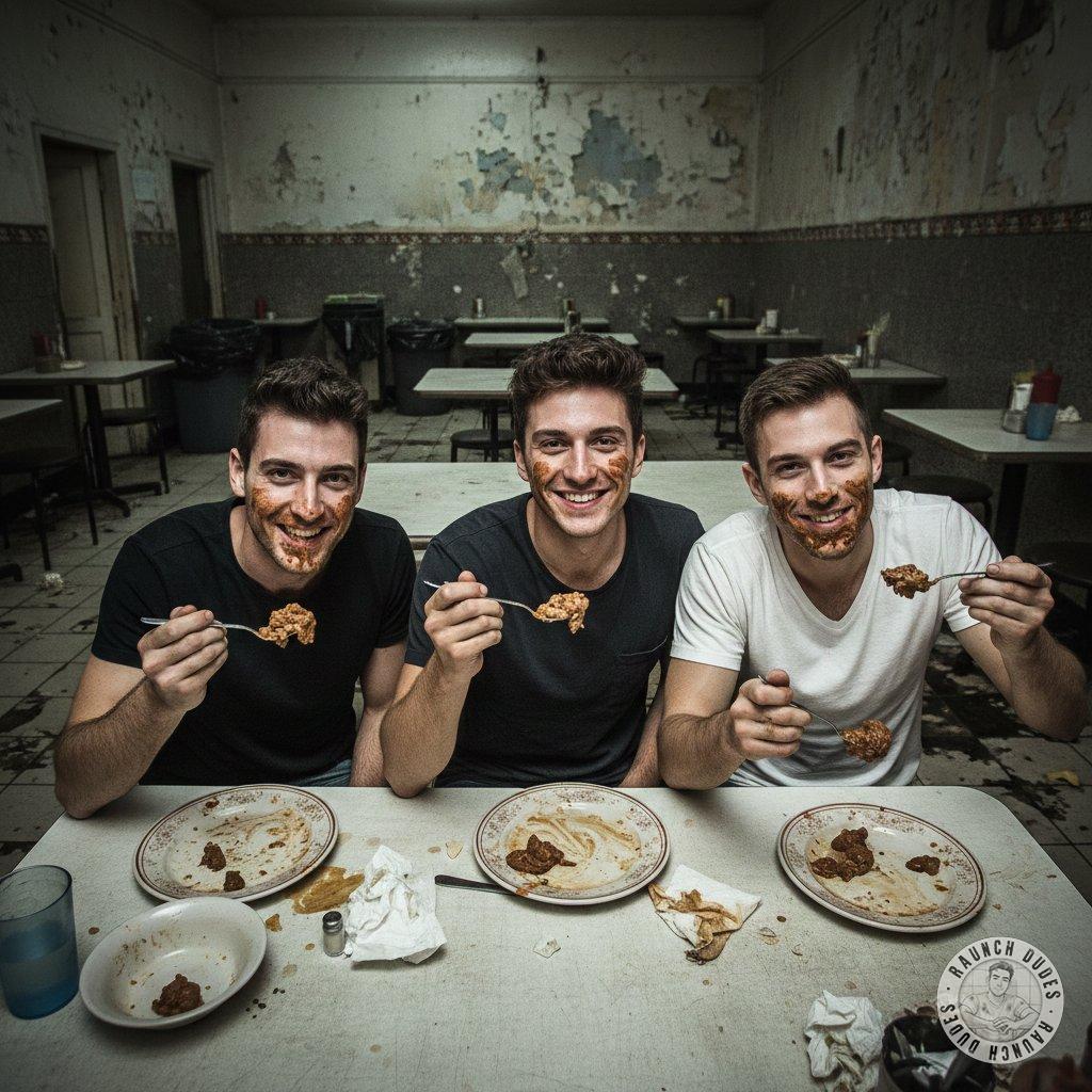 Three hot guys getting down & dirty at the restaurant—licking, slurping, and devouring every last bit. 😈🍽️ Who’s ready to...