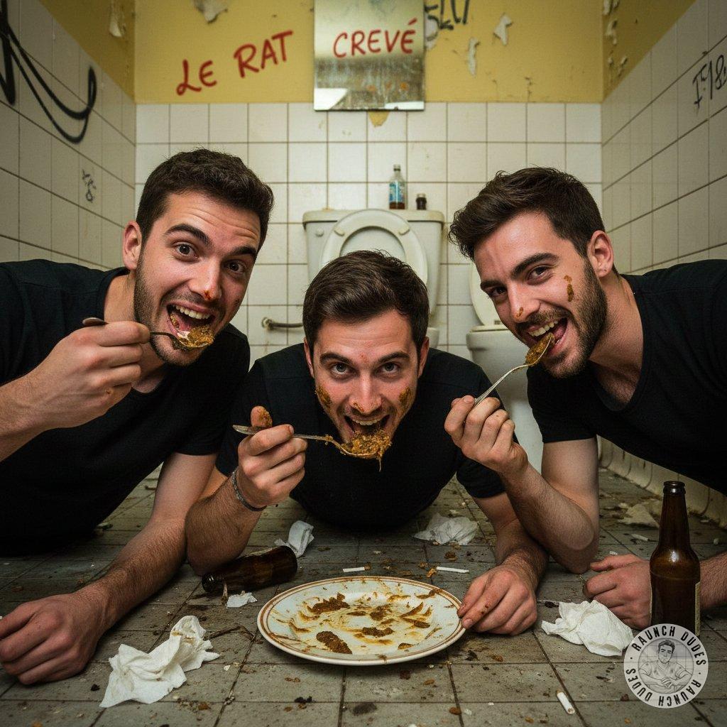 Three hot guys devouring a plate of fresh shit in a filthy bathroom—dirty, raw, and unapologetically perverted. Who’s...