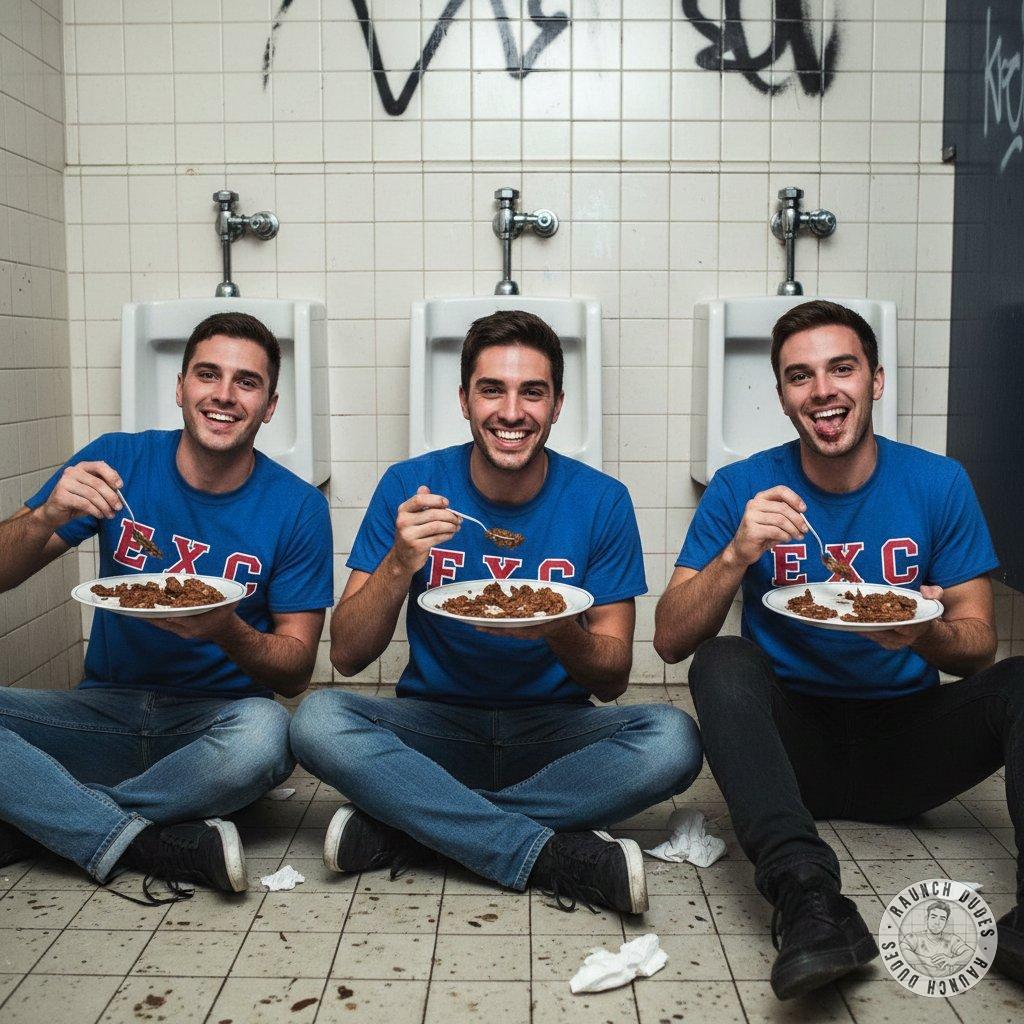 Nothing hotter than a frat house feast of shit—imagine licking it straight from the bowl, surrounded by sweaty, horny...