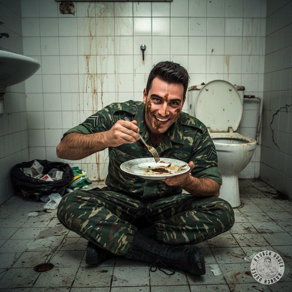 Nothing hotter than a disciplined soldier getting down on his knees to lick a dirty plate clean. The taste of submission,...