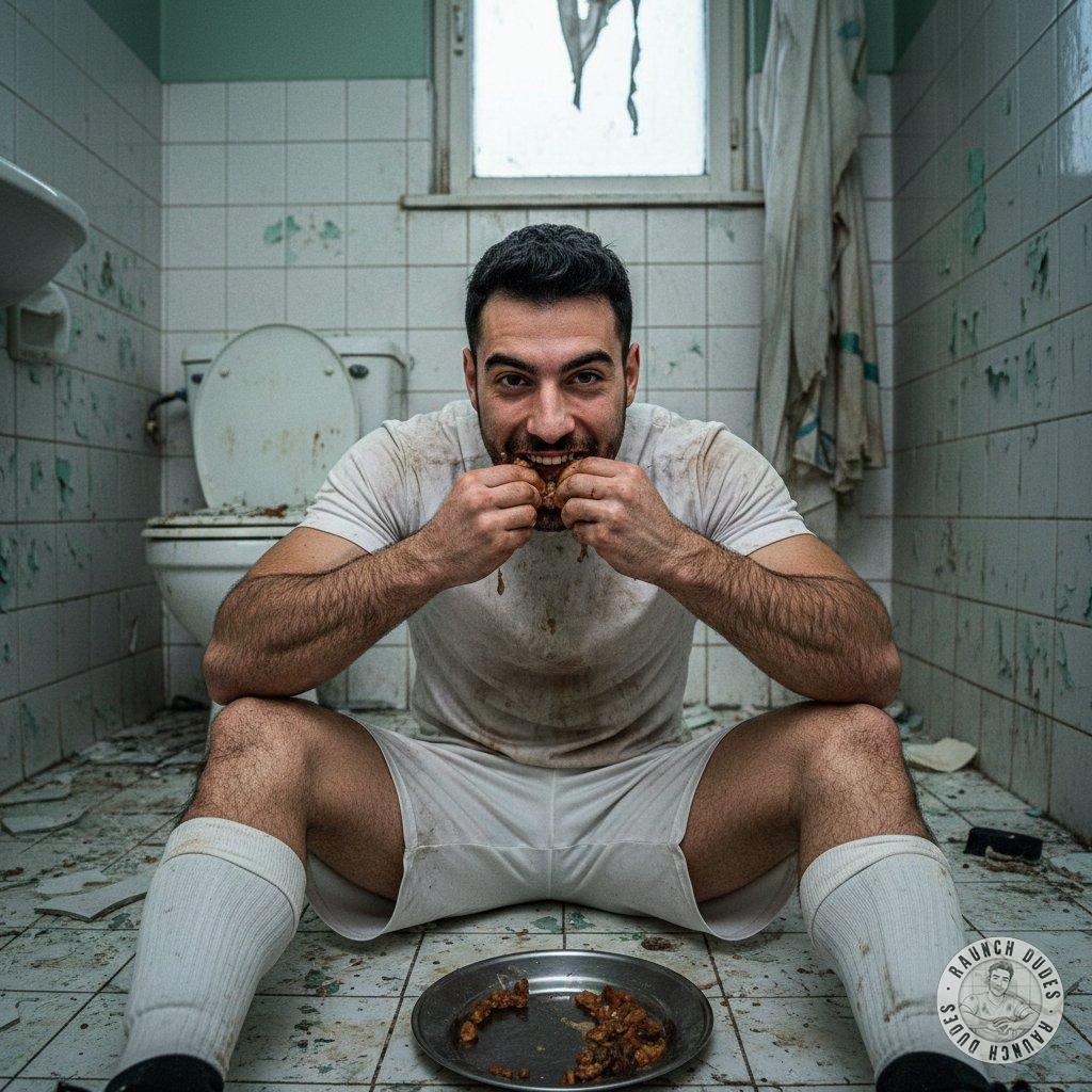 Nothing hotter than a sweaty athlete getting down on his knees to feast on a fresh plate of shit in a grimy locker room. 😈🔥...
