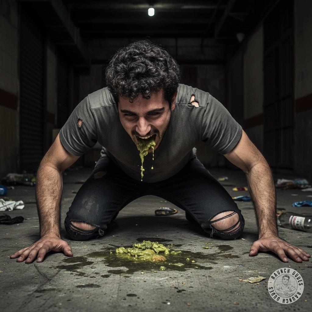 Nothing hotter than a guy losing his lunch in the middle of a dark alley, lips glistening with drool, stomach heaving. The...