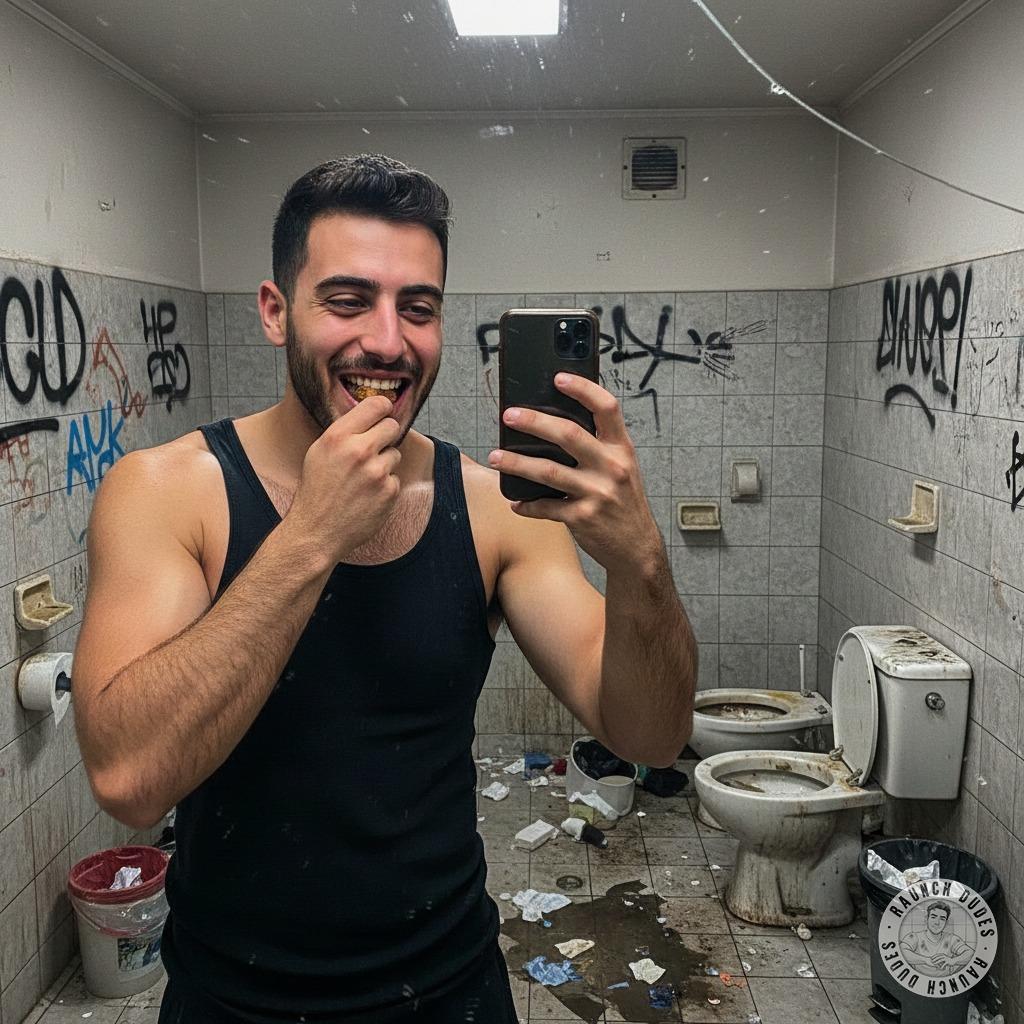 Nothing hotter than a pervert enjoying his own filth. 😈🔥 This guy’s selfie game is next level—merda never looked so...