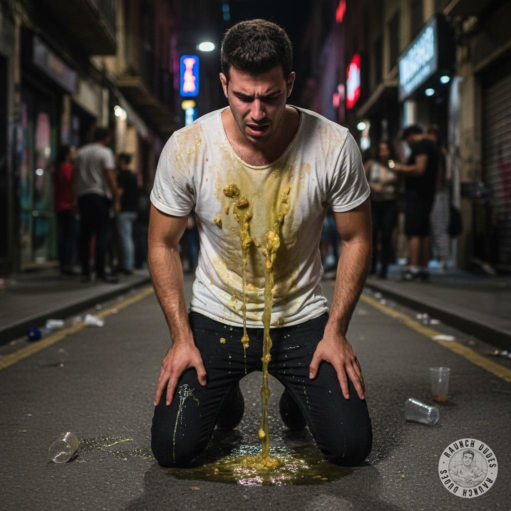 Nothing hotter than a guy losing it mid-street, covered in his own mess. The raw, unfiltered chaos of gaypuke is pure filth...