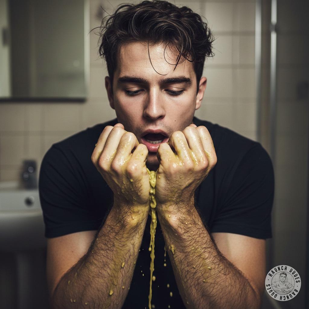 Nothing hotter than a guy losing his lunch all over himself 🤤💦 Watching him gag, covered in his own mess—pure filthy...
