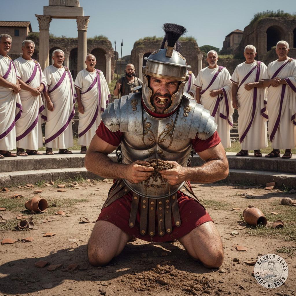 Roman centurion gets down on his knees, devouring filthy shit right in front of the Senate—power, perversion, and pure...