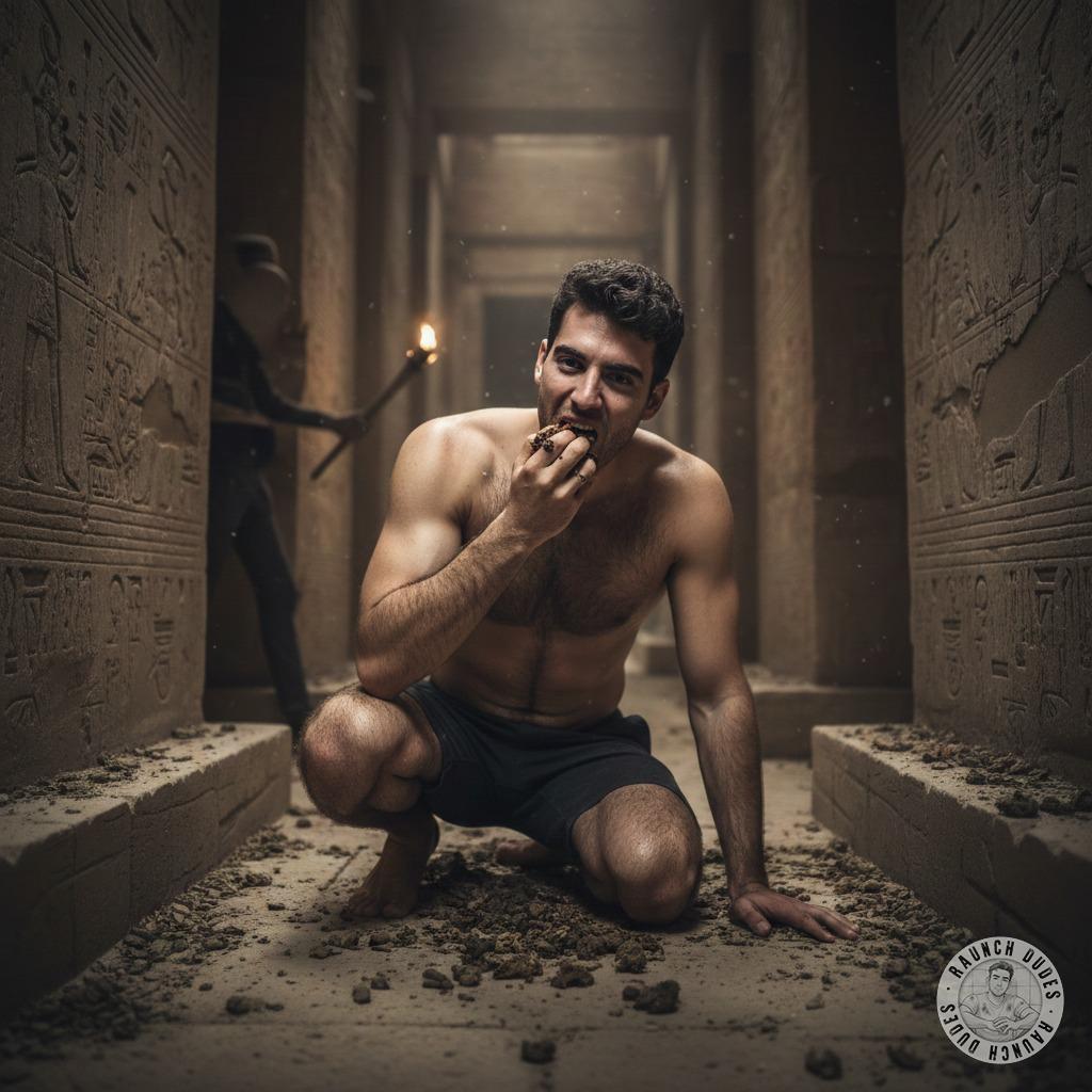 Lost in the pyramid’s dark corridors, a boy devours filth with hungry lips—every groan a hymn to filthy devotion. #gayscat...
