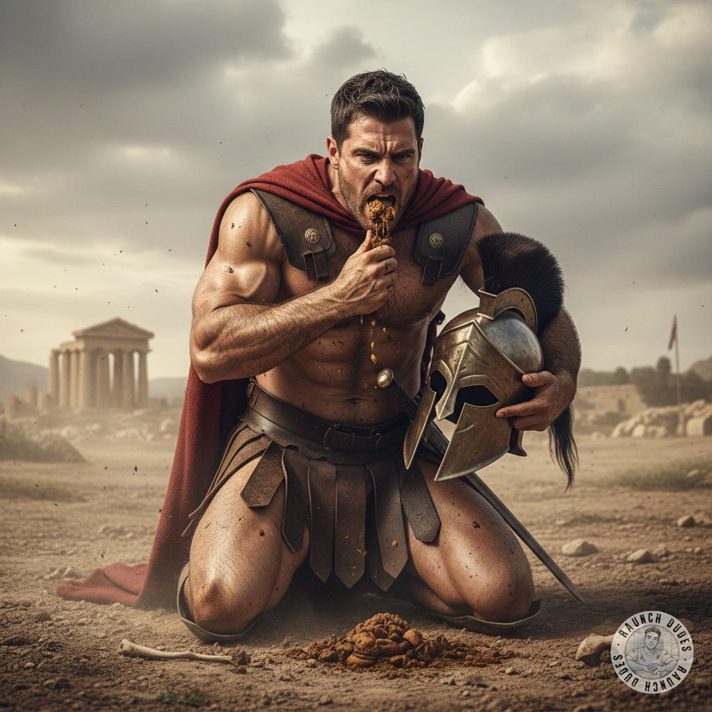 Feasting on filth like a true warrior, this Spartan devours his own shit with pride. 💦🔥 The army watches in awe as he...