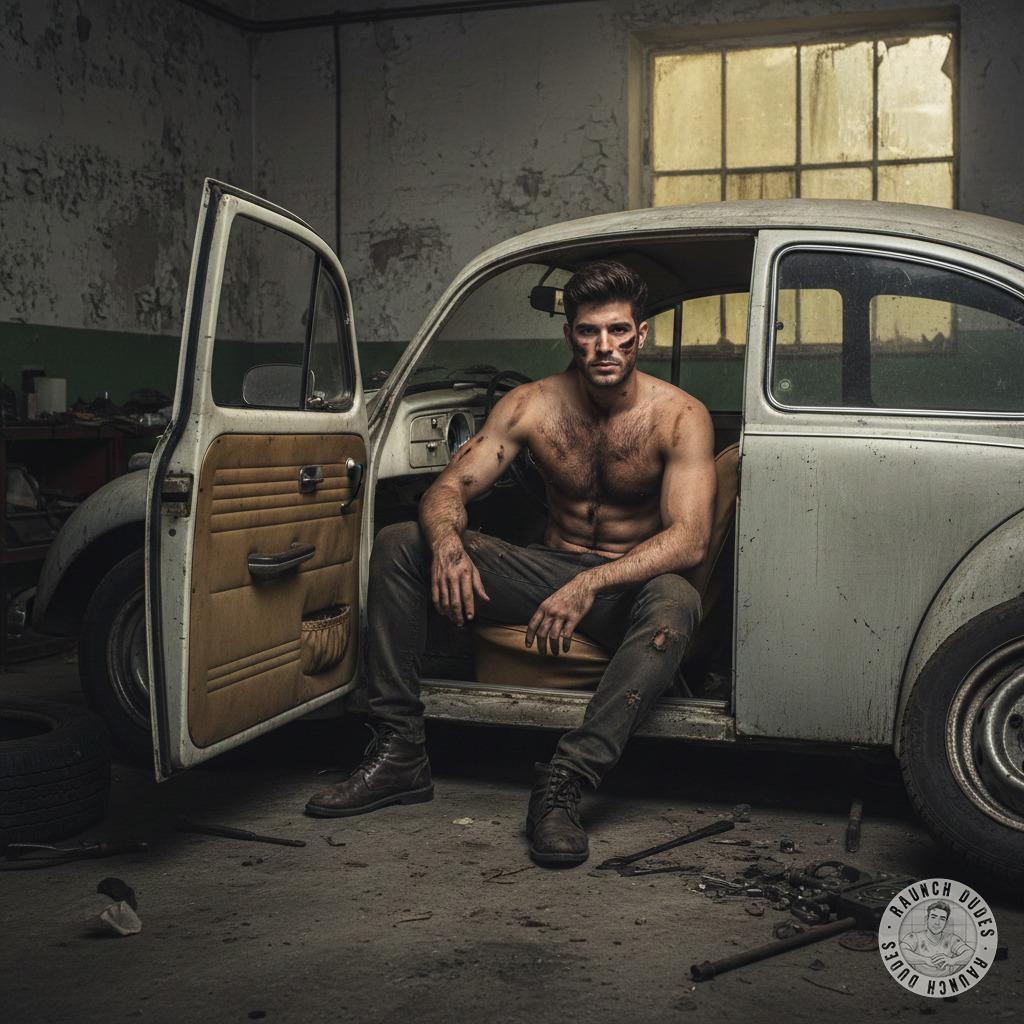 Nothing beats a hot guy in a vintage car, legs spread, pants down, ready to piss all over the seats. 😏🔥 #workers