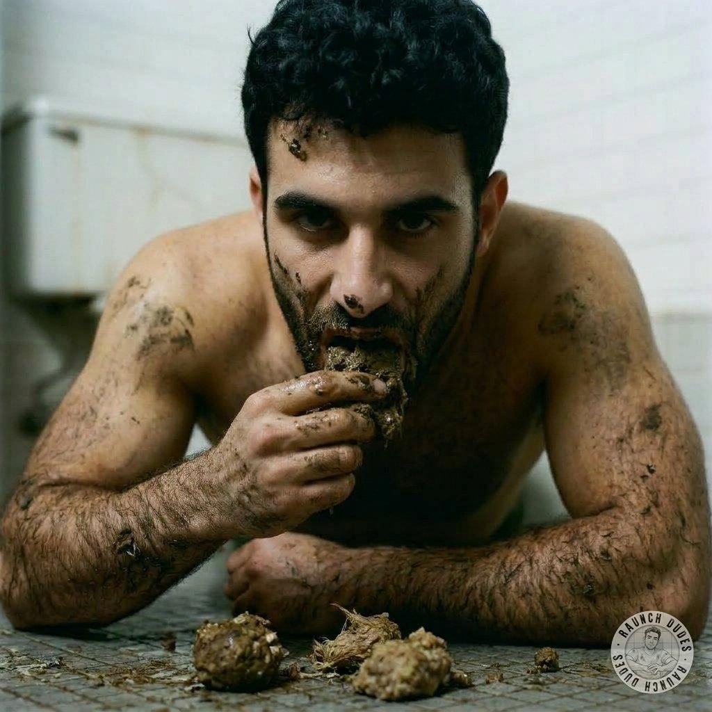 Guy on the floor, face deep in scat like it’s a buffet 🍽️💩 #gayscat #perverts #humiliation #hairy