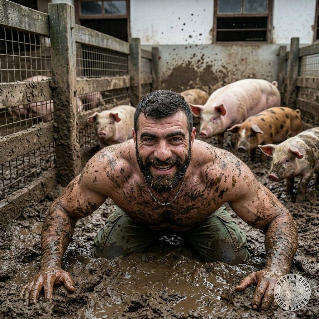 Piggy’s mud bath is the ultimate wet dream 🐷💦🔥 who knew filth could be this hot? #perverts #dirtyfarm #humiliation #hairy