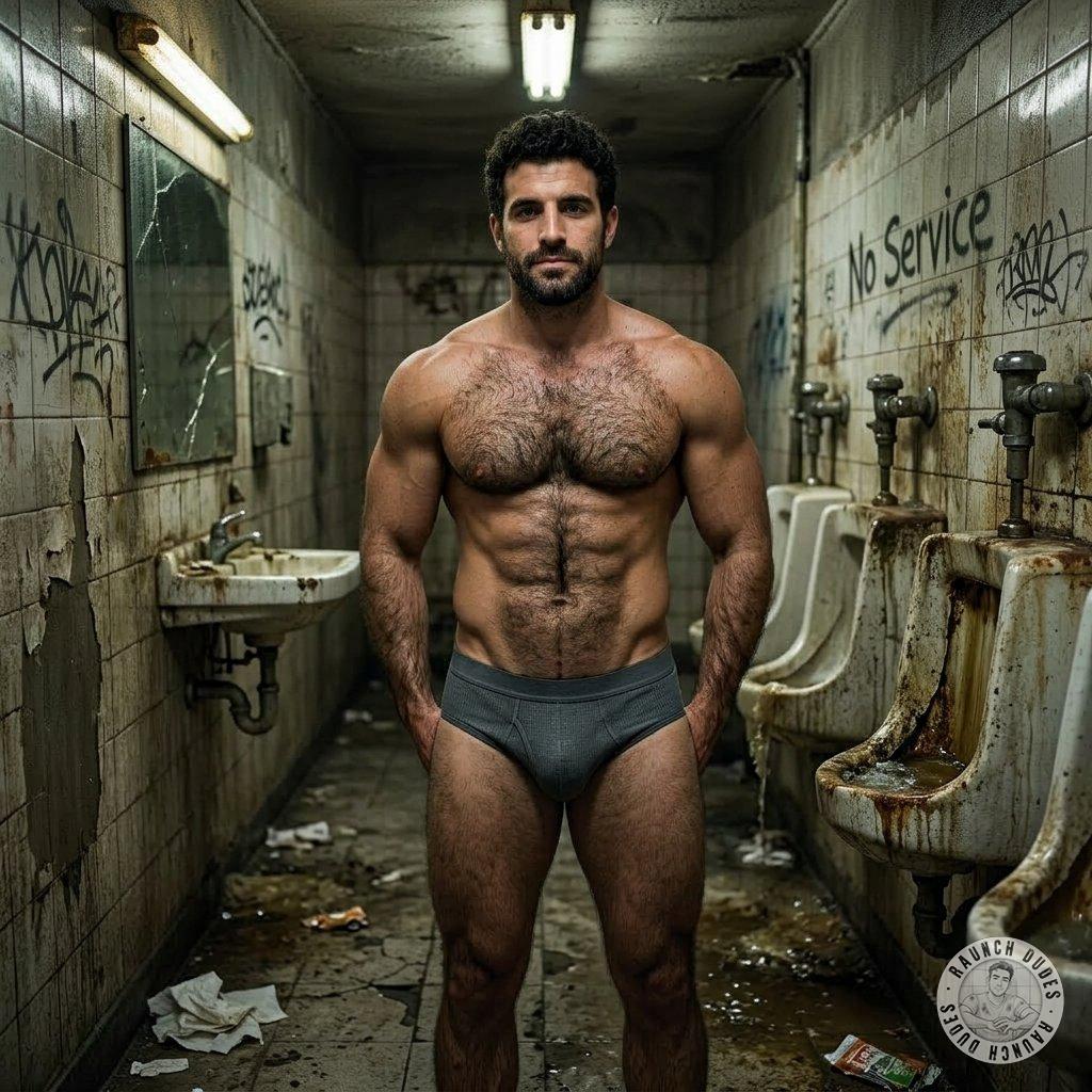 That bathroom stall is *too* small for this tight fit 😈🔥 #gayscat #perverts #toilet #hairy