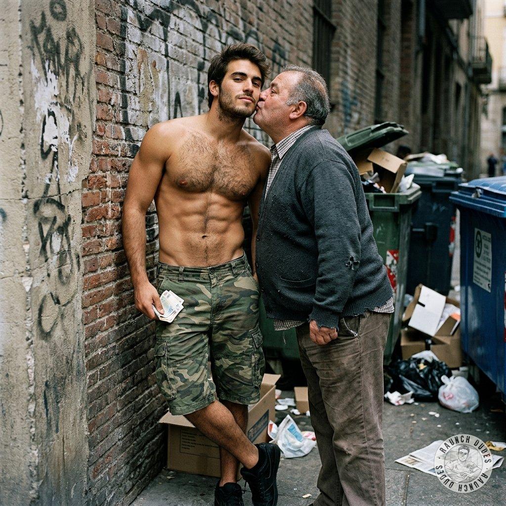 That fat old man’s sloppy kisses taste like dirty money 💰💋 #escortboys #moneyslut #youngandolder #kiss #inpublic #street...