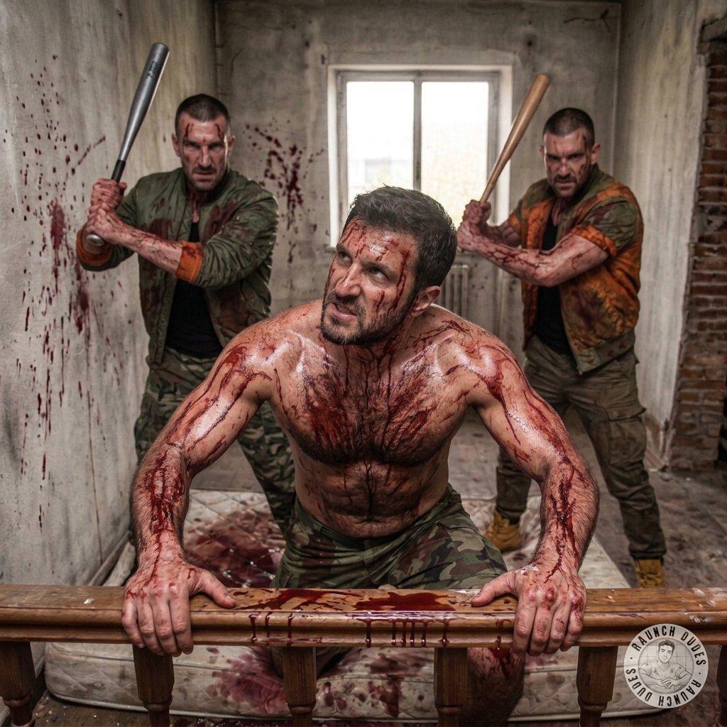 This masochist is loving the pain as two skinheads beat him bloody 🩸💦 #brutal #skinheads #blood #rough #military #pain