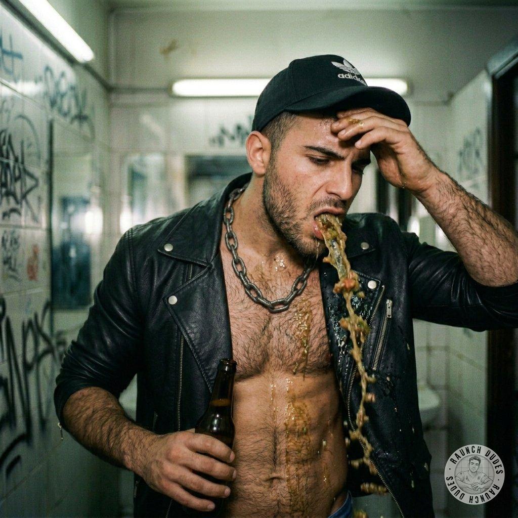 Vomiting is the ultimate act of surrender 🤢💦 Let this hairy brute unleash his guts while you watch his cock twitch with...