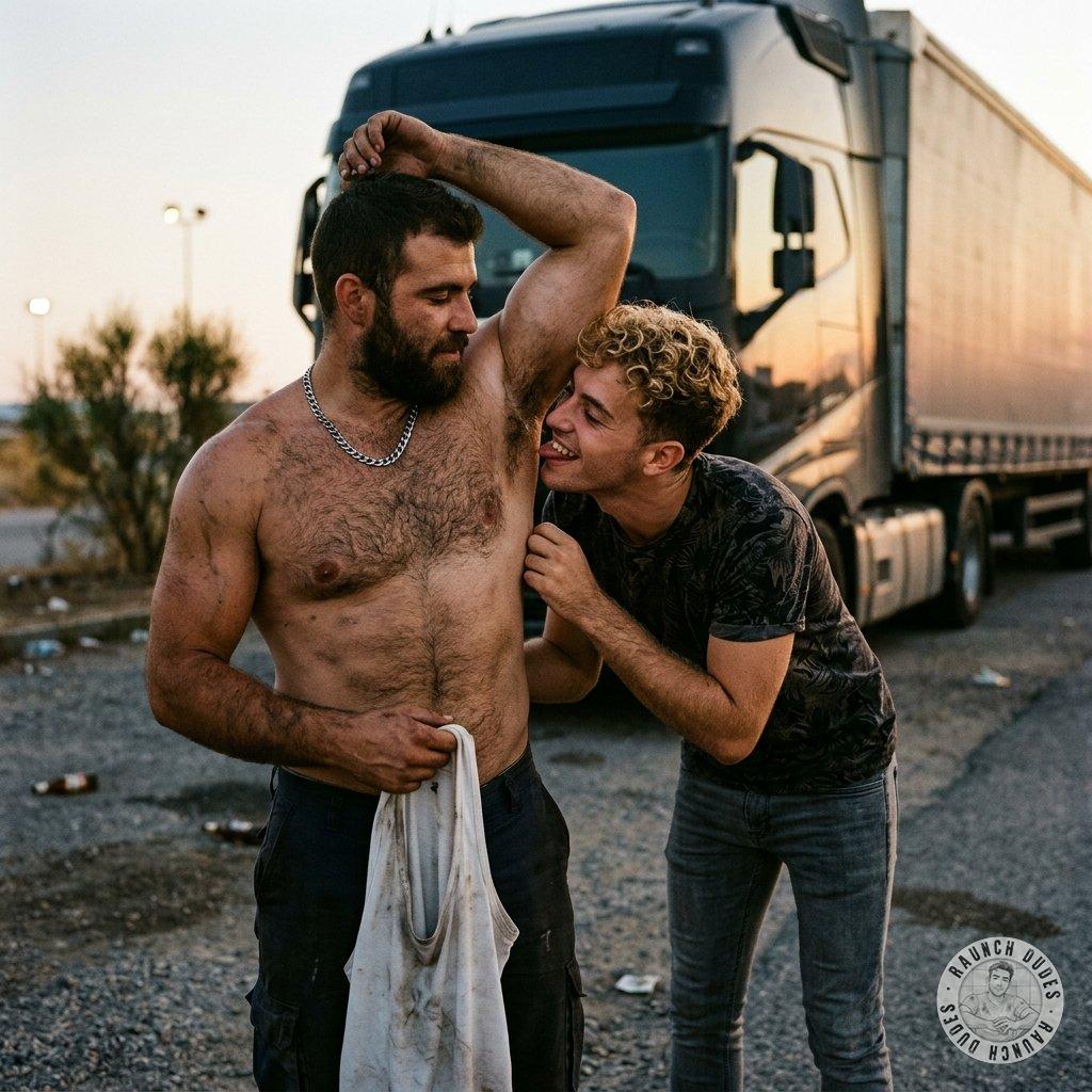 That trucker’s armpit? Pure filth & sweat, begging to be licked clean 😈🔥 #perverts #truckers #armpit #inpublic #hairy