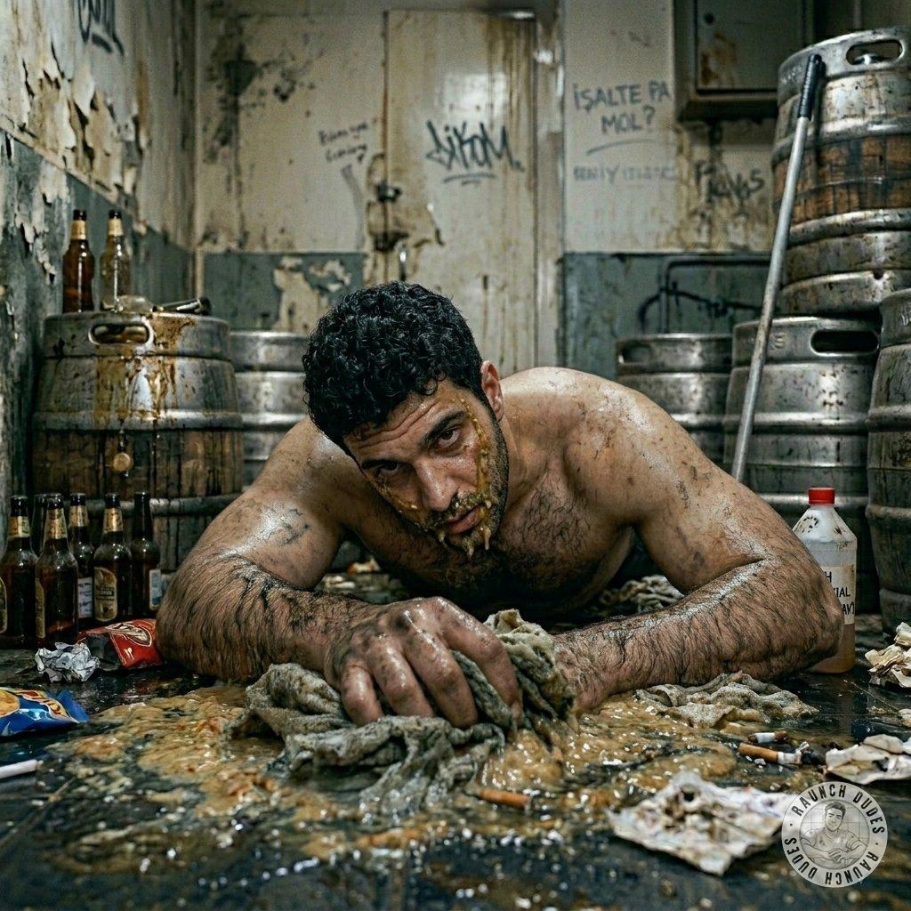 While cleaning up puke from the bar floor, this muscular pervert couldn’t resist and started eating it 🤤 #gaypuke...
