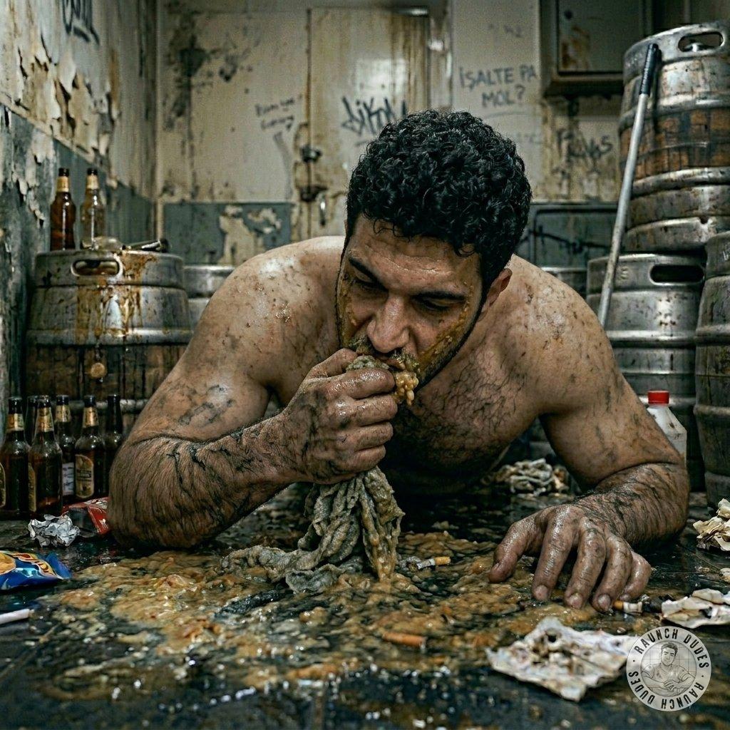 While cleaning up the bar floor, this muscular pervert couldn’t resist tasting the puke… and loved it 🤢💪🔥 #gaypuke...