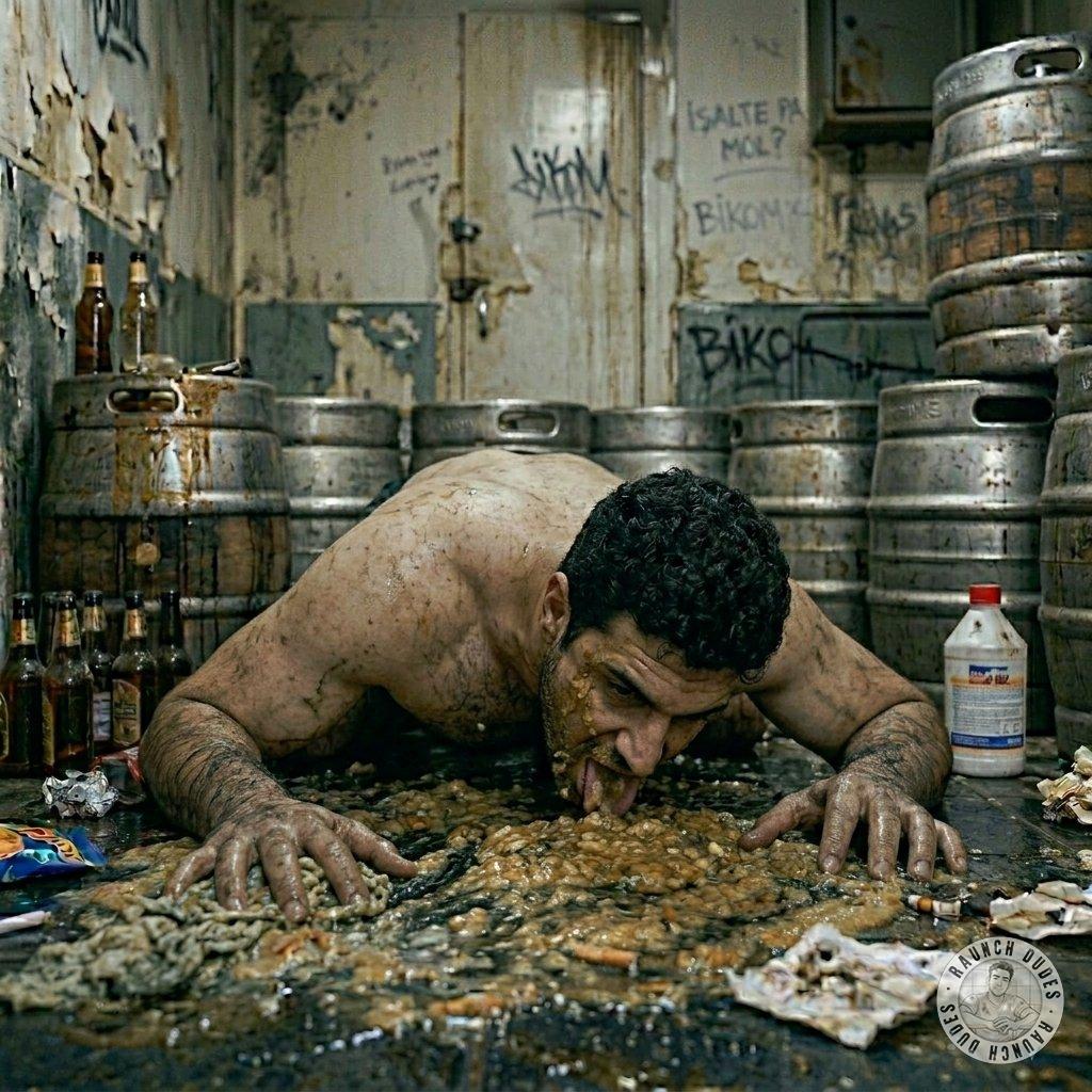 while cleaning up puke from the floor, this muscular pervert couldn’t resist tasting it 🤤 #gaypuke #dirtykitchen...