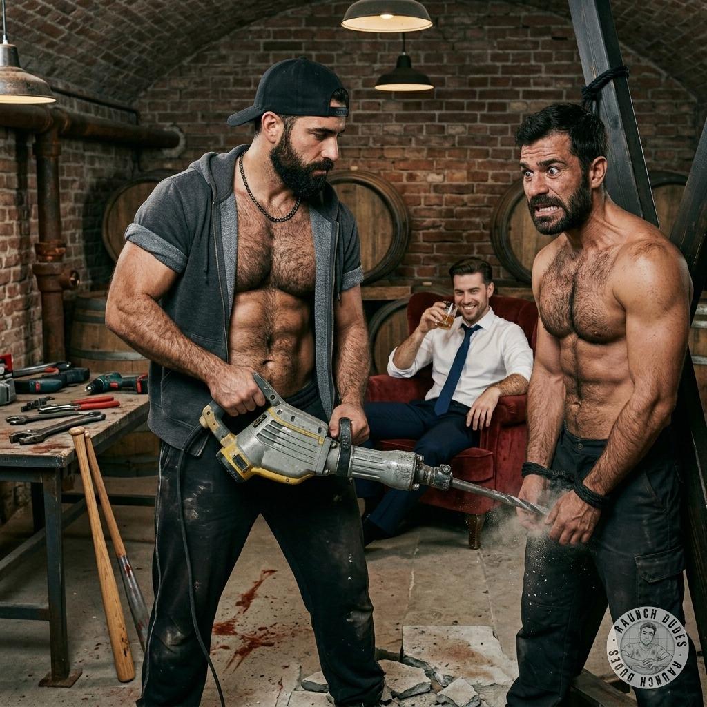 Rich men’s toys should be played with care… or not? 😈🔨 #brutal #perverts #workers #rough #bondage #blood #hairy